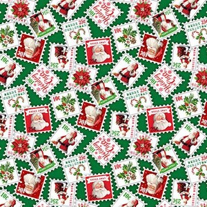 Cartas a Papá Noel - Sellos navideños - Patrón n.° DP27130-74 - de Northcott - Tejido 100 % algodón - Elige el corte