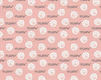 Tails & Whiskers - Meow Pink - Pawprints - Pattern # 120-21629 - by Paintbrush Studio - 100% Cotton Woven Fabric - Choose Your Cut