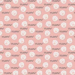 Tails & Whiskers - Meow Pink - Pawprints - Pattern # 120-21629 - by Paintbrush Studio - 100% Cotton Woven Fabric - Choose Your Cut