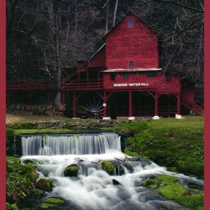 Historic Watermill with Stream - Hodgson Mill in Missouri - Digital Print - Blank Quilting - 100% Cotton Woven Fabric Panel - 34 x 44 Inches