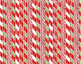 Sugar Coated - Candy Cane Stir Sticks - Modello #DP27146-10 - di Northcott - Tessuto 100% cotone - Scegli il taglio