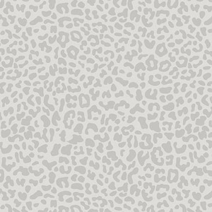 May include: A seamless pattern of light gray leopard spots on a white background.
