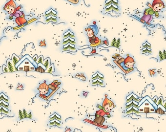 Snow Day Outing from the Winter Fun Collection - by Michael Miller - 100% Cotton Woven Fabric, Choose Your Cut