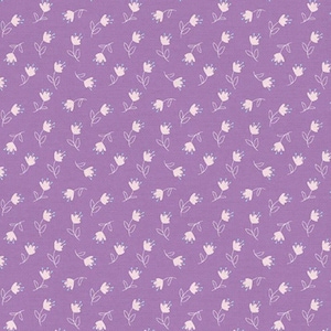 Bunny Trail Floral - Pattern #120-21515 - Small Pink Tulips on Purple Background - Paintbrush Studio - 100% Cotton Woven - Choose Your Cut