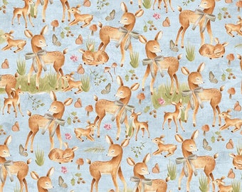Chambre d'enfant Nature - motif #12024519 - bleu cerf - par Paintbrush Studio - tissu 100 % coton - choisissez votre coupe