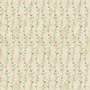 Nature's Nursery - Pattern #12024527 - Flower Stripe Green - by Paintbrush Studio - 100% Cotton Woven Fabric - Choose Your Cut