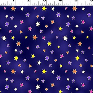Celestial Magic - Stars - by Clothworks - Pattern #Y3166-95 INDIGO - 100% Cotton Woven Fabric, Choose Your Cut