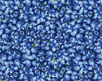 Delicias de Arándanos - Arándanos Empacados - #Fruit CD1748 Azul - de Timeless Treasures - Tejido 100% Algodón - Elige tu Corte