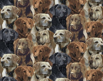 Retrievers Allover - #ML-3492-2C-1 Multi - Digital Print - by David Textiles - 100% Cotton Woven Fabric - Choose Your Cut