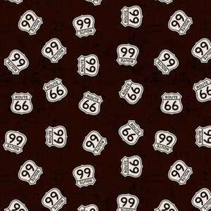 Route 66 Signs Black - #C15013 - by Riley Blake, 100% Cotton Woven Fabric - Choose Your Cut