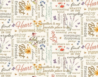 Enjoy The Little Things Words - #Y4064-2 Light Cream - by Clothworks - 100% Cotton Woven Fabric - Choose Your Cut