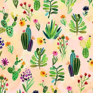 Kakteen - Von der VIVA MEXICO! Kollektion - # DAW1503 - by Dear Stella - Digital Bedruckt - 100% Baumwolle Webstoff - Wählen Sie Ihren Schnitt