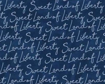 Sweet Land of Liberty - Land That I Love - Words - Pattern # CX9710-NAVY-D- by Michael Miller - 100% Cotton Woven Fabric, Choose Your Cut