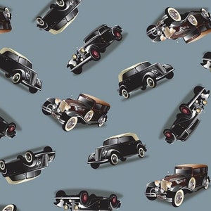 Car #CD2171 Grey - Antique Car Show - by Timeless Treasures - 100% Cotton Woven Fabric, Choose Your Cut
