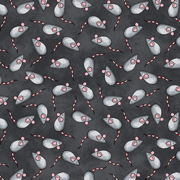 Cat Rescue - #662-99 Charcoal - Mice Toss - by Henry Glass - 100% Cotton Woven Fabric - Choose Cut