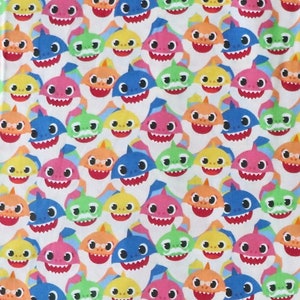 Baby Shark - Family Packed - Cream/Multi - by Springs Creative - 100% Cotton Woven Fabric, Choose Your Cut