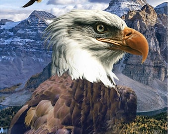 Bald Eagle - #W5509-159-Americana - by Hoffman - 100% Cotton Woven Fabric Panel - Measures 30.50” x 43.75”