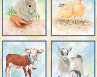 Barnyard Babies - 2/3 Yard Cotton Fabric Panel - by P & B Textiles - Pattern # BYBA 5273 PA - 100% Cotton Woven Fabric