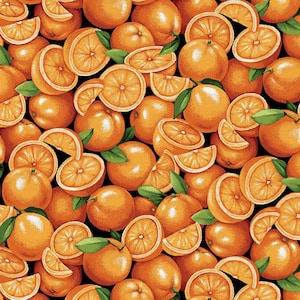 Farmer John&#39;s Garden Party - Pattern # 120-13341 - Oranges  - by Paintbrush Studio - 100% Cotton Woven - Choose Your Cut