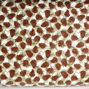 Winter Wonderland - Pine Cones - Natural - Pattern #BEN-4653-70 - Christmas Coordinate - by Benartex - 100% Cotton Woven Fabric - Choose Cut