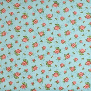 Homestead Country - Rose Buds Turquoise - #BEN-1645-84 - by Benartex - 100% Cotton Woven Fabric - Choose Your Cut