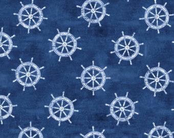 Fat Quarters Available - Ship's Wheel - # CX10309-NITE-D - Vitamin Sea Collection - by Michael Miller - 100% Cotton Woven Fabric