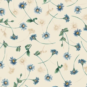 Small Falling Vintage Flowers - #FLEUR-CD1739  CREAM - Timeless Treasures - 100% Cotton Woven Fabric - Choose Cut