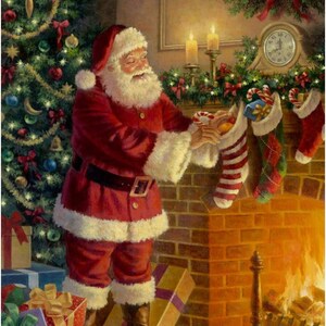 A Nostalgic Christmas Santa by the Fireplace Full Yard Panel - #PD13670-SANTA - by Riley Blake - 100% Cotton Woven Fabric Panel