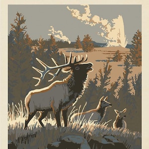 National Parks Poster Panel Yellowstone by Riley Blake - #PD13297 - Measures 36 x 43.5 Inches - 100% Cotton Woven National Park Fabric