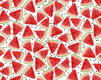Watermelon Triangle Slices - # FRUIT-CD1923  WHITE - by Timeless Treasures - Sweet Summer Time - 100% Cotton Woven Fabric - Choose Your Cut