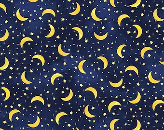 1//2 Yard Star and Moon Black Nursery Cotton Dressing Craft Quilting Fabric