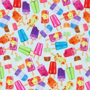 Summer Fun - Robert Kaufman - Sweet Tooth - Popsicles - Blueberry - 100% Cotton Woven Fabric - Choose Cut