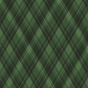 Puede incluir: Patrón argyle sin costuras en tonos verdes. Los rombos están delineados con líneas punteadas blancas, creando un efecto texturizado. Este diseño clásico es adecuado para textiles y fondos.