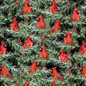 Country Cardinals - Packed Cardinals Black - #3059 20054 937 - by Wilmington Prints - 100% Cotton Woven Fabric - Choose Your Cut