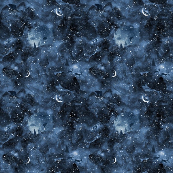 Celestial Skies - Navy - from the Brave Enough to Dream Collection - #D2302 - by Dear Stella - 100% Cotton Woven Fabric - Choose Your Cut
