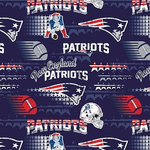 NEW ENGLAND PATRIOTS, Licensed National Football League Team Fabric, 100% Cotton Woven Fabric, Choose Your Cut