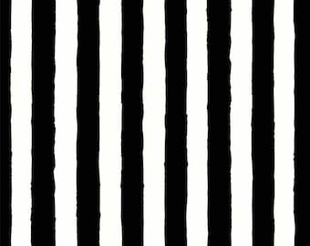 Magnolia Stripe - P & B Textiles - Rayures crème Noir et Clair - Tissu tissé 100% Coton, choisissez votre coupe