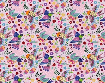 VIVA MÉXICO! - Padrão # 120-21273 - Arte Folclórica Floral e Pássaros - Paintbrush Studio - Tecido 100% Algodão, Escolha Seu Corte
