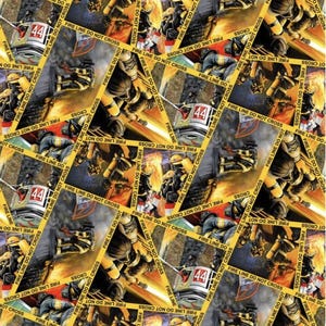 Fire Alarm (Digital) 4102-44 Yellow - Firefighter Collage - by Blank Quilting - 100% Cotton Woven Fabric - Choose Your Cut