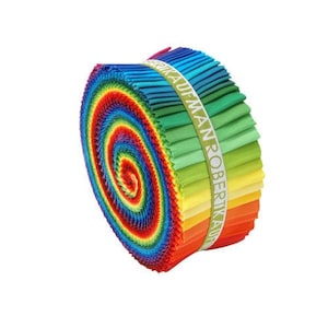41 Pre-Cut Roll Ups - 2 1/2 Inch Strips for Quilting - Kona Cotton Classic Palette - by Robert Kaufman - 100% Cotton Woven Fabric