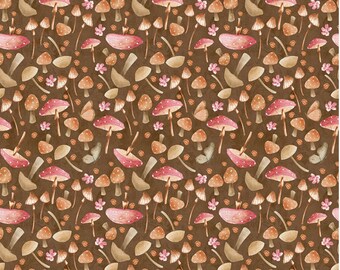 Nature's Nursery - Patrón n.° 12024520 - Mushroom Toss Brown - de Paintbrush Studio - Tela tejida 100 % algodón - Elige tu corte