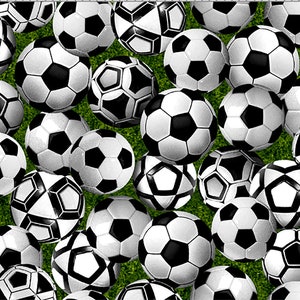 Game Day Soccer Balls - #59-5121 - by Oasis Fabrics - 100% Cotton Woven Fabric, Choose Your Cut