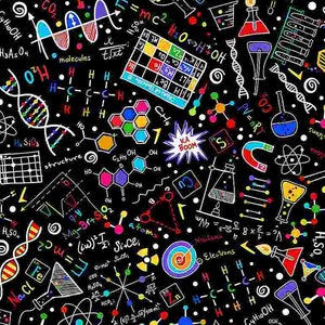 BRIGHT SCIENCE DOODLES - Pattern # C8249  Black - Timeless Treasures - 100% Cotton Woven Fabric