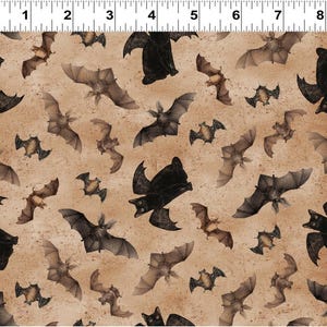 Gothic Halloween Digital Bats & Cats - Y4441-71 Rust - by Clothworks - 100% Cotton Woven Fabric - Choose Your Cut