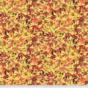 Autumn Retreat Leaves - Pattern #ARET 5580 Y - by P & B Textiles - 100% Cotton Woven Fabric