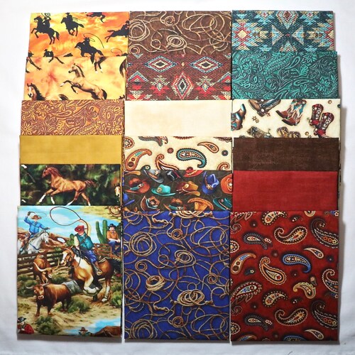 18 Piece FAT QUARTER Bundle - Cattle Drive - By Oasis - Western Theme - A Cowboy's Life - 100% Cotton Woven Fabrics main image 3