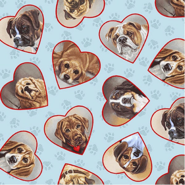 Off the Leash  - Tossed Dog Faces - #6117-73 Multi - by Studio E - 100% Cotton Woven Fabric - Choose Your Cut