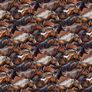 Wild and Free - Packed Horse Heads - Pattern #DP27603-36 - by Northcott - 100% Cotton Woven Fabric - Choose Cut