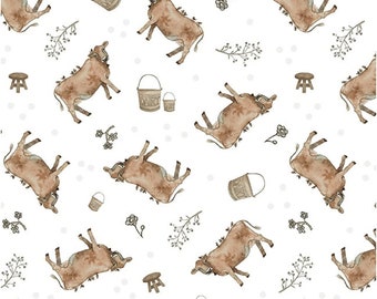 A Beautiful Day - Tossed Cows - #1092-03 White - by Henry Glass - 100% Cotton Woven Fabric - Choose Your Cut