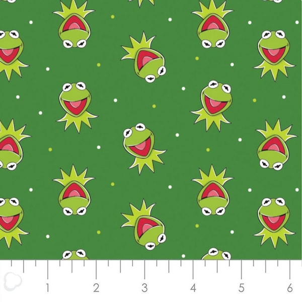 Kermit the Frog - Green - by Camelot - #853201102-02 - 100% Cotton Woven Fabric, Choose Your Cut